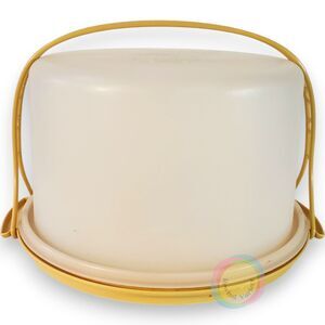 Vintage Tupperware Round Cake Carrier Harvest Yellow 12"